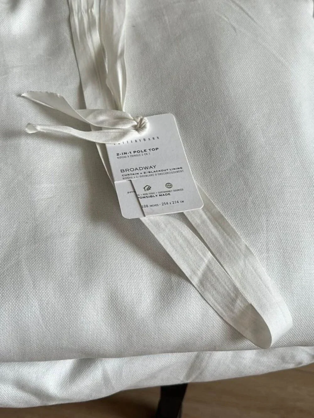 POTTERY BARN BROADWAY BLACKOUT CURTAINS - IVORY - 2 PANELS - 100